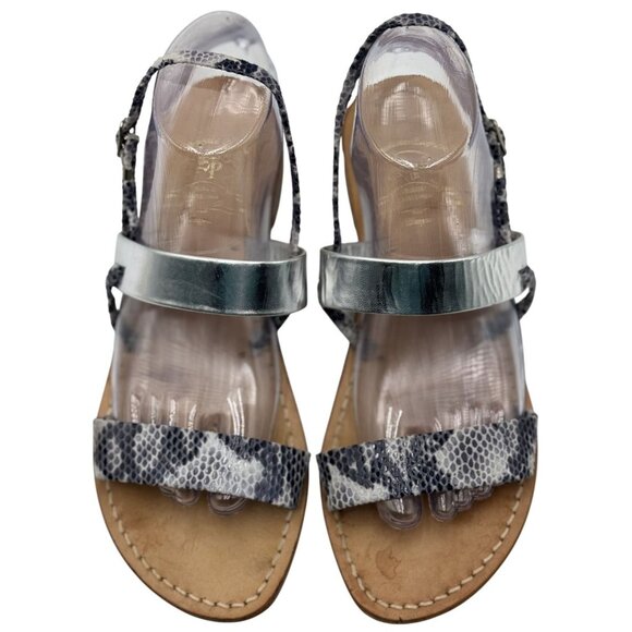 Made in Italy Il Sandalo Caprese 39 ,8 Snakeskin Silver Leather Handmade Sandals - Picture 2 of 13